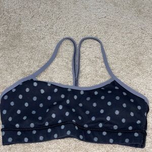 Lululemon Flow Y Sports bra with mesh-Black & Gray Dots -Size 6 -VGUC!